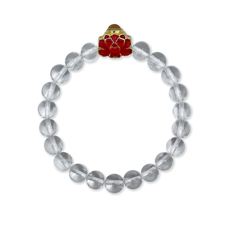 Clear Quartz Bracelet with Lotus-Shaped Nano Micro-engraving Projection Stone