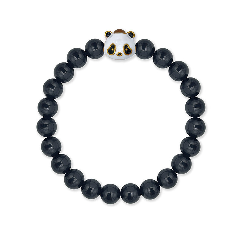 Black Tourmaline Bracelet with Panda-Shaped Nano Micro-engraving Projection Stone