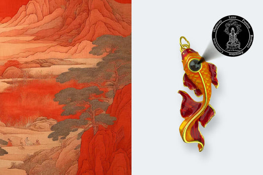 Red Koi Nano Micro-engraving Projection Stone