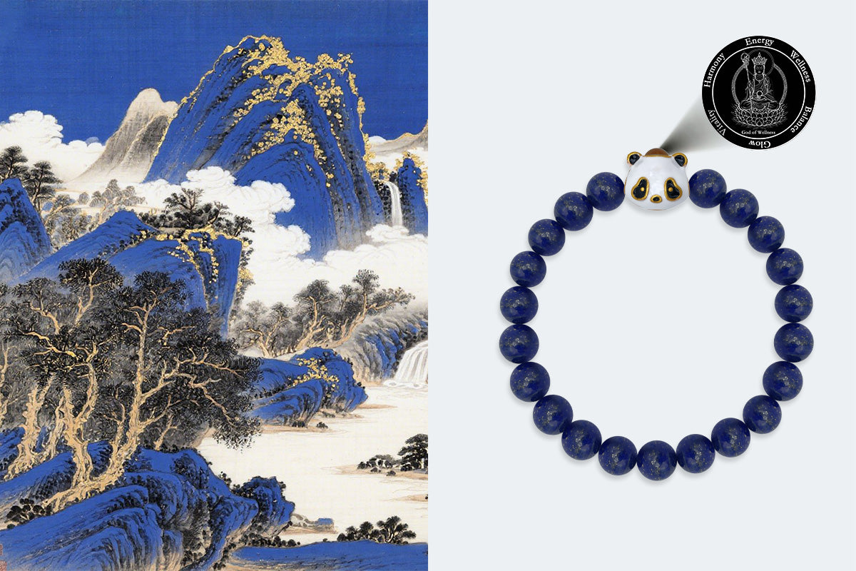 Lapis Lazuli Bracelet with Panda-Shaped Nano Micro-engraving Projection Stone