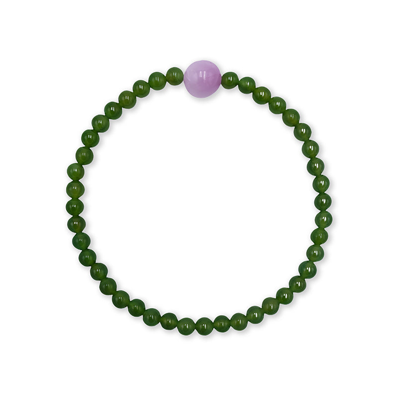 Purple Lepidolite Bracelet with Lotus-Shaped Nano Micro-engraving Projection Stone