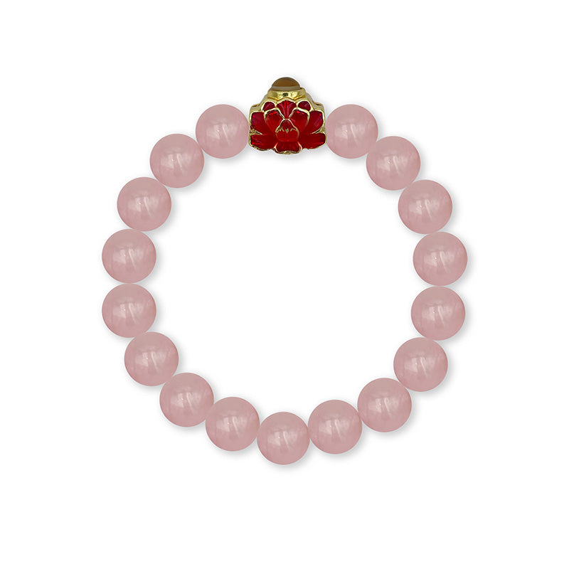 Rose Quartz Bracelet with Red Lotus Nano Micro-engraving Projection Stone