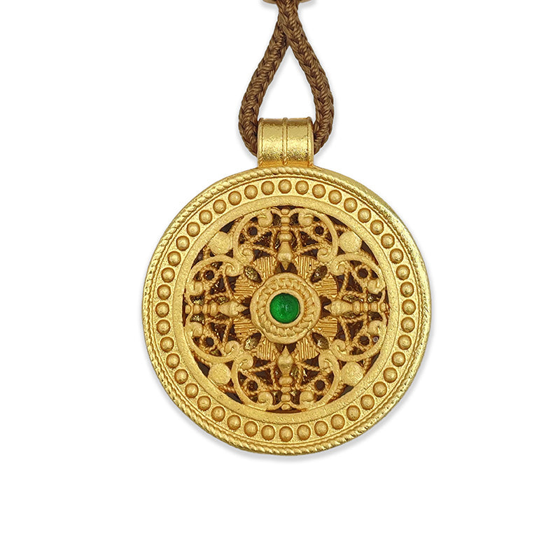 Four-Blessings Rotatable Amulet Necklace – Coffee Braided Cord