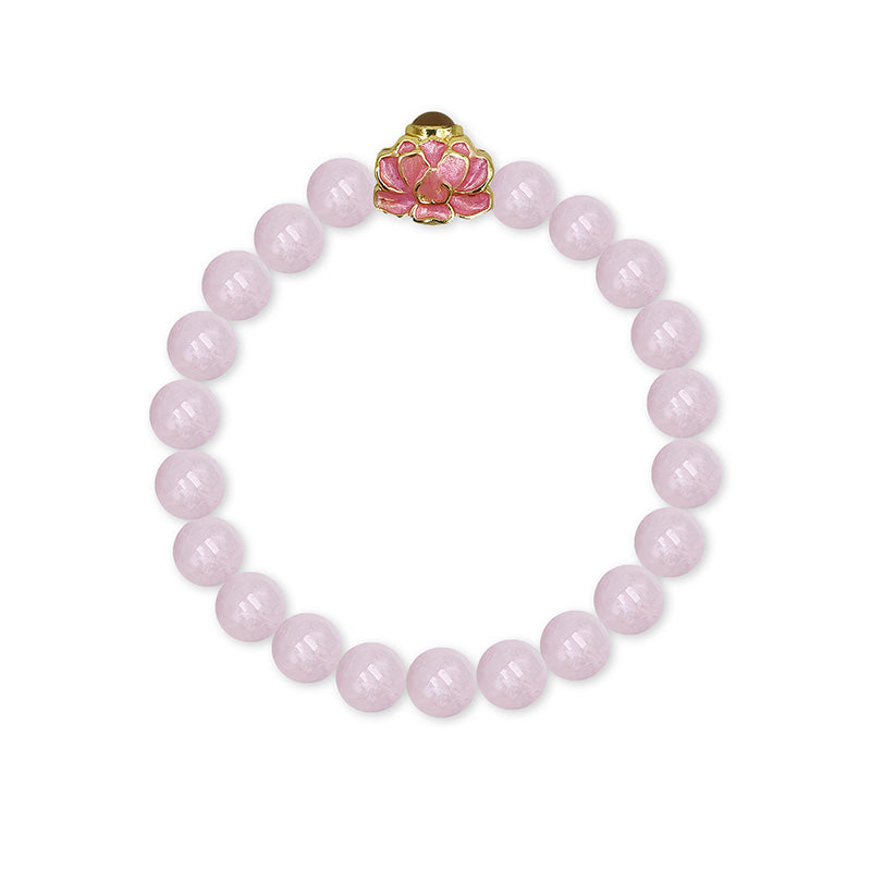 Rose Quartz Bracelet with Pink Lotus Nano Micro-engraving Projection Stone