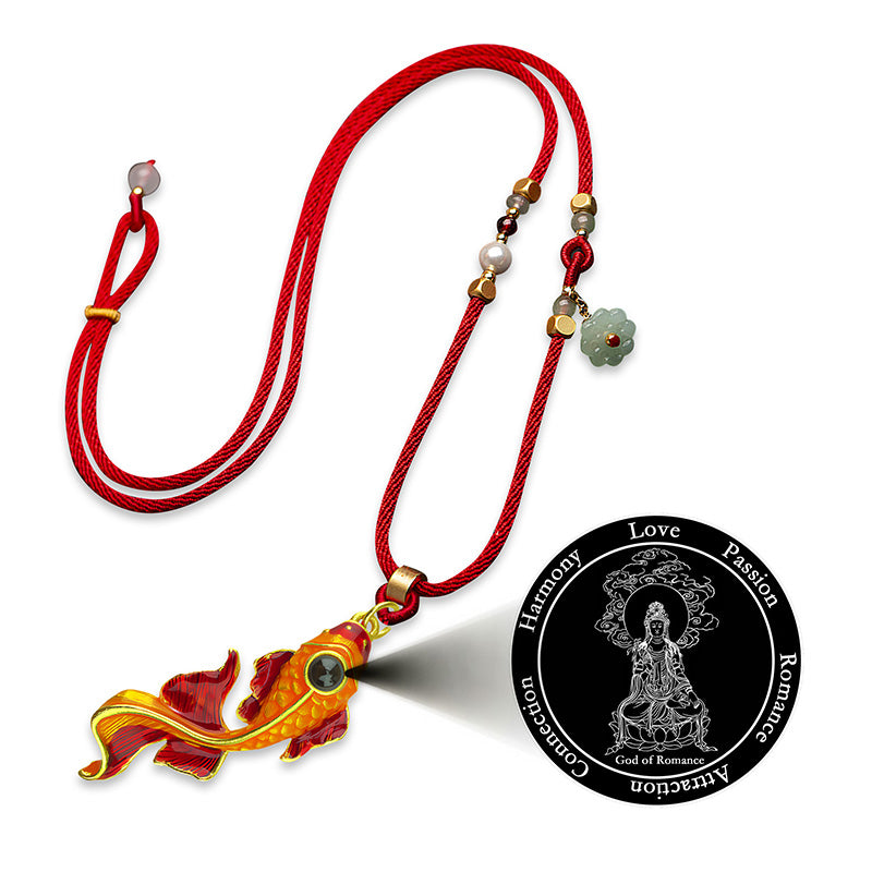 Red Koi Nano Micro-engraving Projection Stone