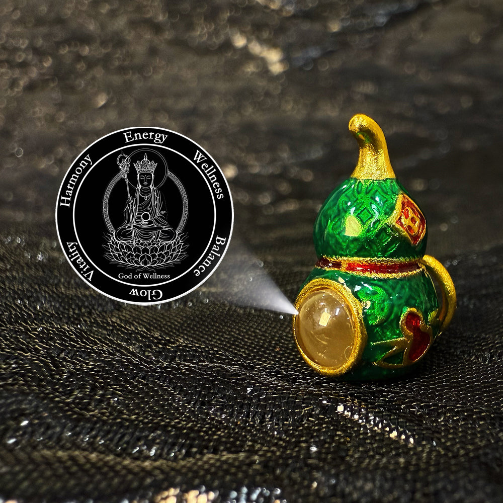 Zencle Green Gourd Guardian Projection Stone Bead - Vibrant Fortune Charm