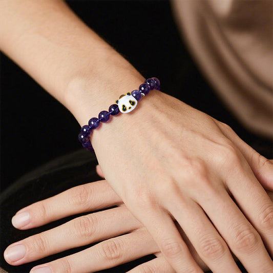 Amethyst Bracelet with Panda-Shaped Nano Micro-engraving Projection Stone