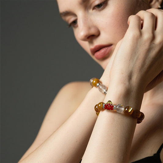 Moonstone Bracelet with Lotus-Shaped Nano Micro-engraving Projection Stone