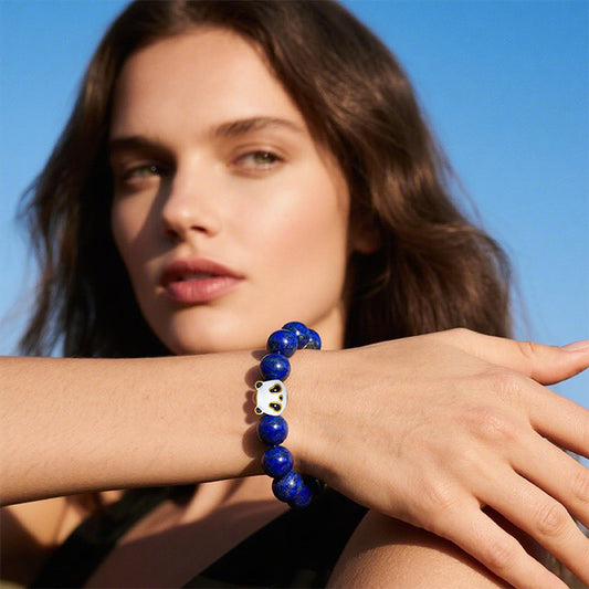 Lapis Lazuli Bracelet with Panda-Shaped Nano Micro-engraving Projection Stone