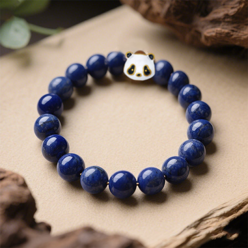 Lapis Lazuli Bracelet with Panda-Shaped Nano Micro-engraving Projection Stone