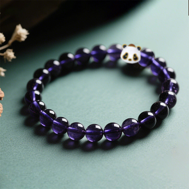 Amethyst Bracelet with Panda-Shaped Nano Micro-engraving Projection Stone