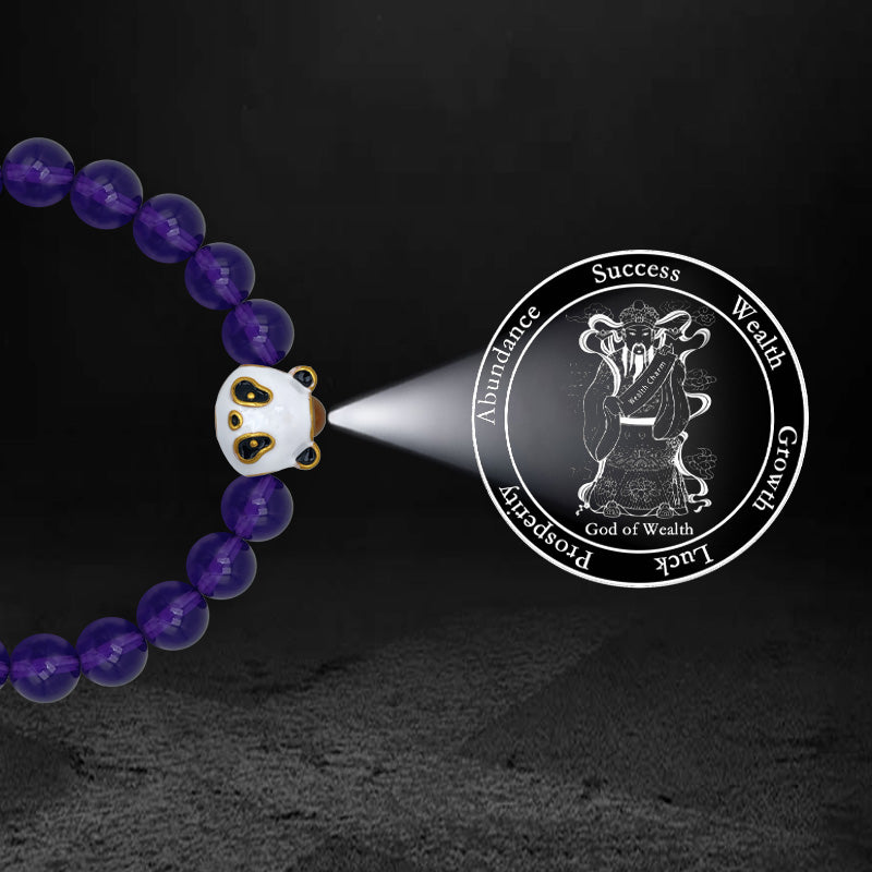 Amethyst Bracelet with Panda-Shaped Nano Micro-engraving Projection Stone
