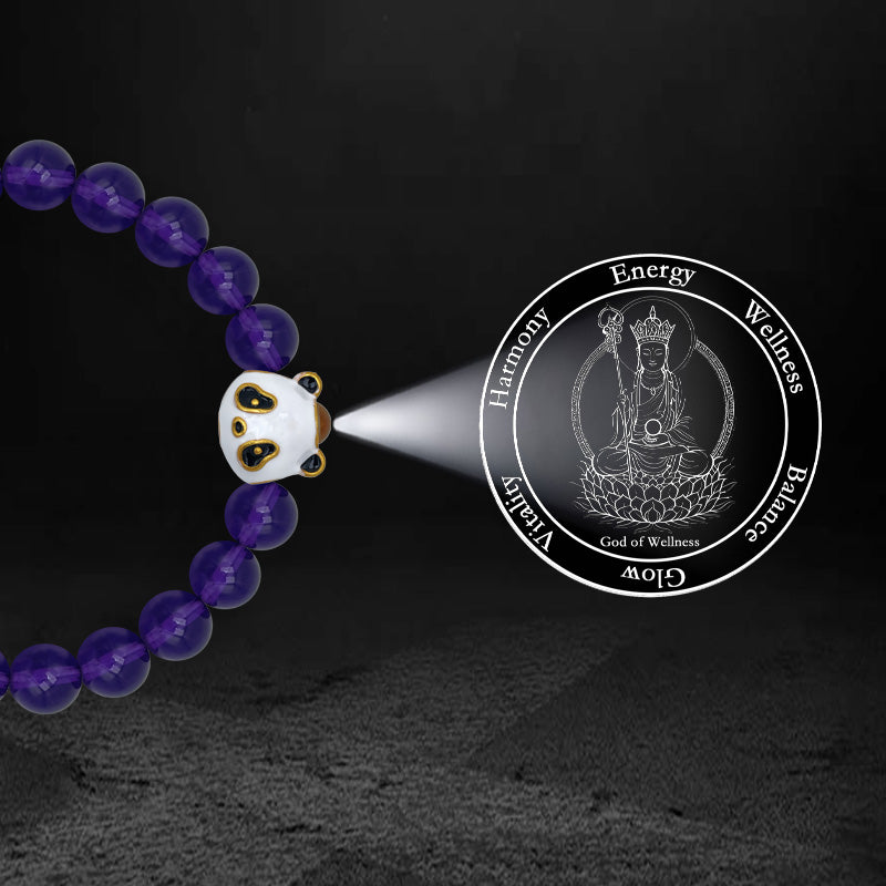 Amethyst Bracelet with Panda-Shaped Nano Micro-engraving Projection Stone