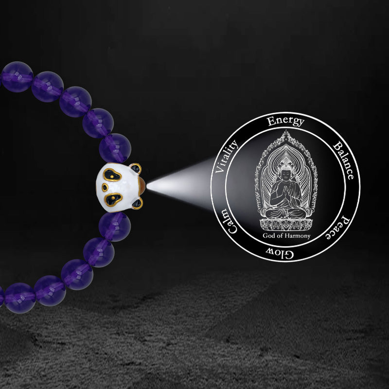 Amethyst Bracelet with Panda-Shaped Nano Micro-engraving Projection Stone