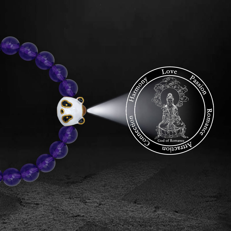 Amethyst Bracelet with Panda-Shaped Nano Micro-engraving Projection Stone