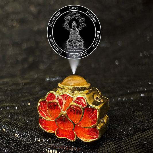 Zencle Red Lotus Guardian Projection Stone Bead - Spiritual Protection Charm