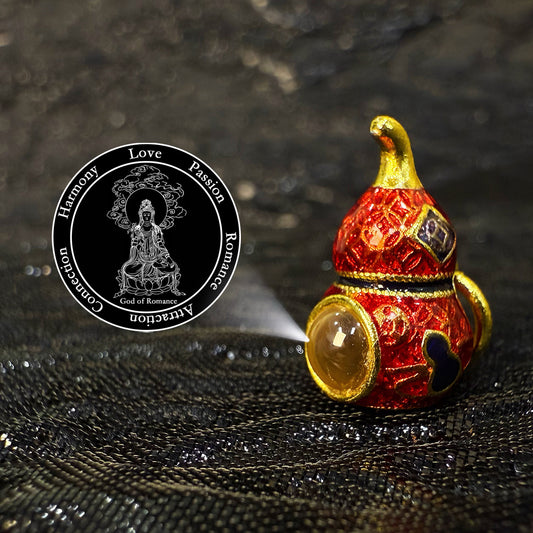 Zencle Red Gourd Guardian Projection Stone Bead - Vibrant Fortune Charm