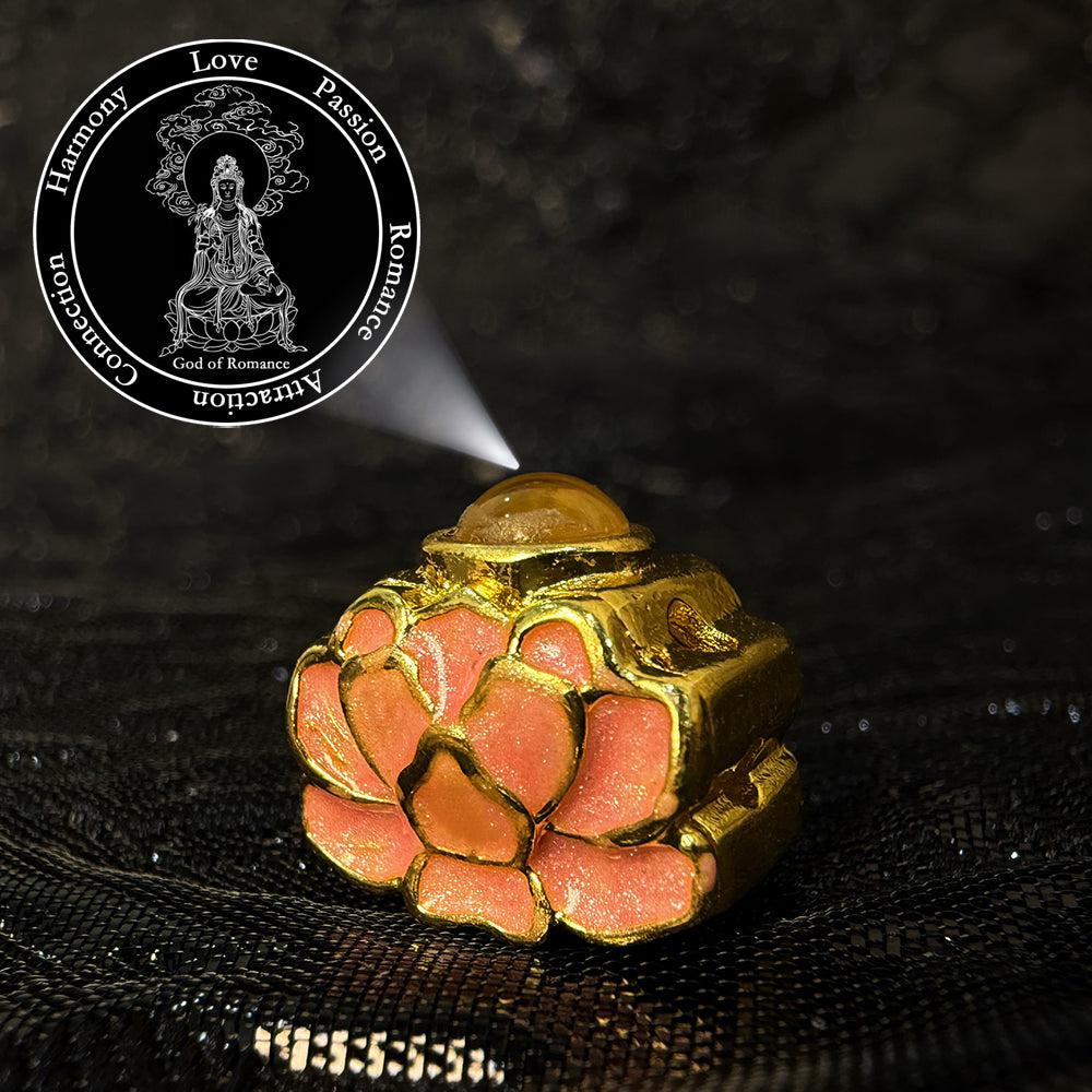 Zencle Pink Lotus Guardian Projection Stone Bead - Spiritual Protection Charm