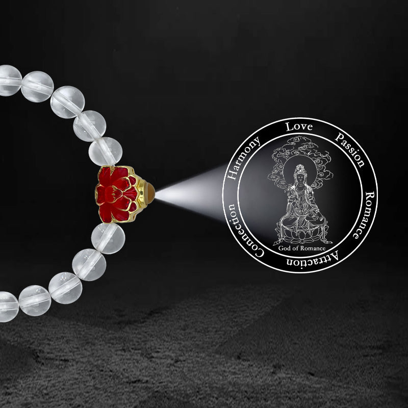 Clear Quartz Bracelet with Lotus-Shaped Nano Micro-engraving Projection Stone