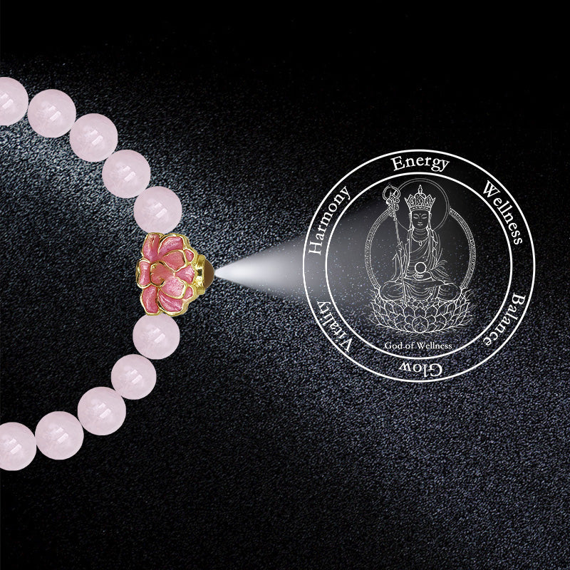 Rose Quartz Bracelet with Pink Lotus Nano Micro-engraving Projection Stone