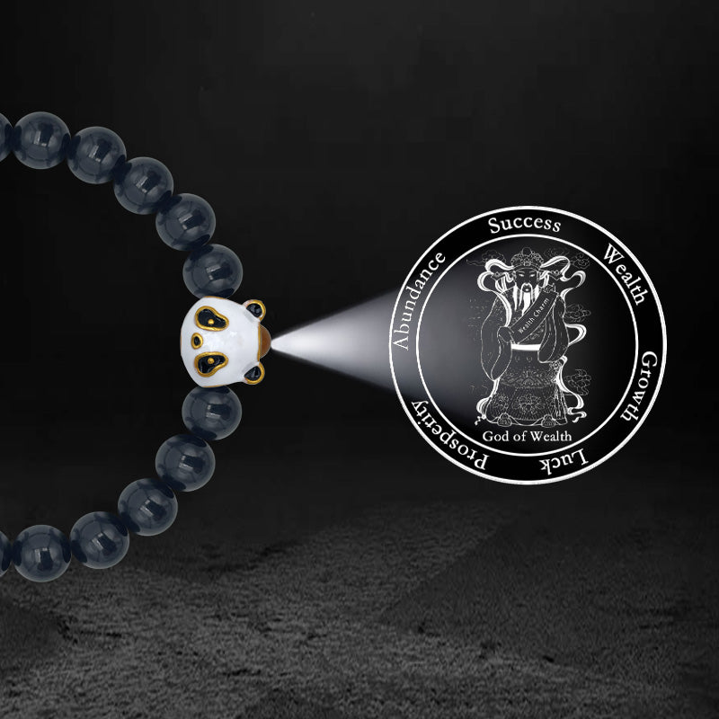 Black Tourmaline Bracelet with Panda-Shaped Nano Micro-engraving Projection Stone