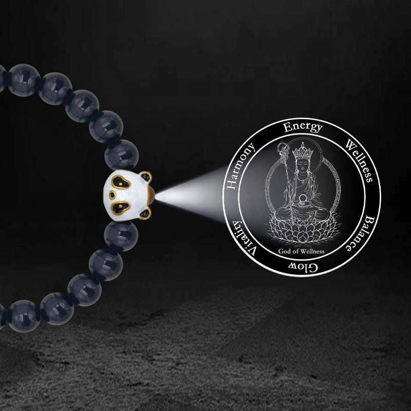 Black Tourmaline Bracelet with Panda-Shaped Nano Micro-engraving Projection Stone