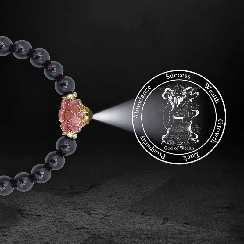 Black Tourmaline Bracelet with Lotus-Shaped Nano Micro-engraving Projection Stone