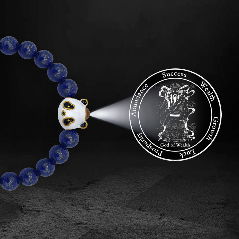 Lapis Lazuli Bracelet with Panda-Shaped Nano Micro-engraving Projection Stone