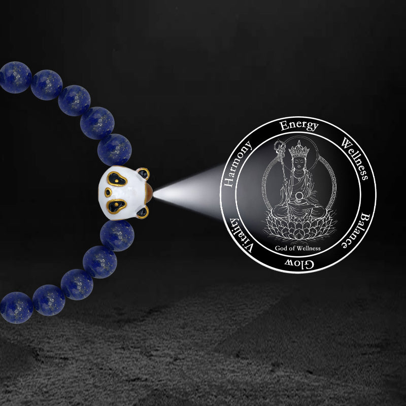 Lapis Lazuli Bracelet with Panda-Shaped Nano Micro-engraving Projection Stone