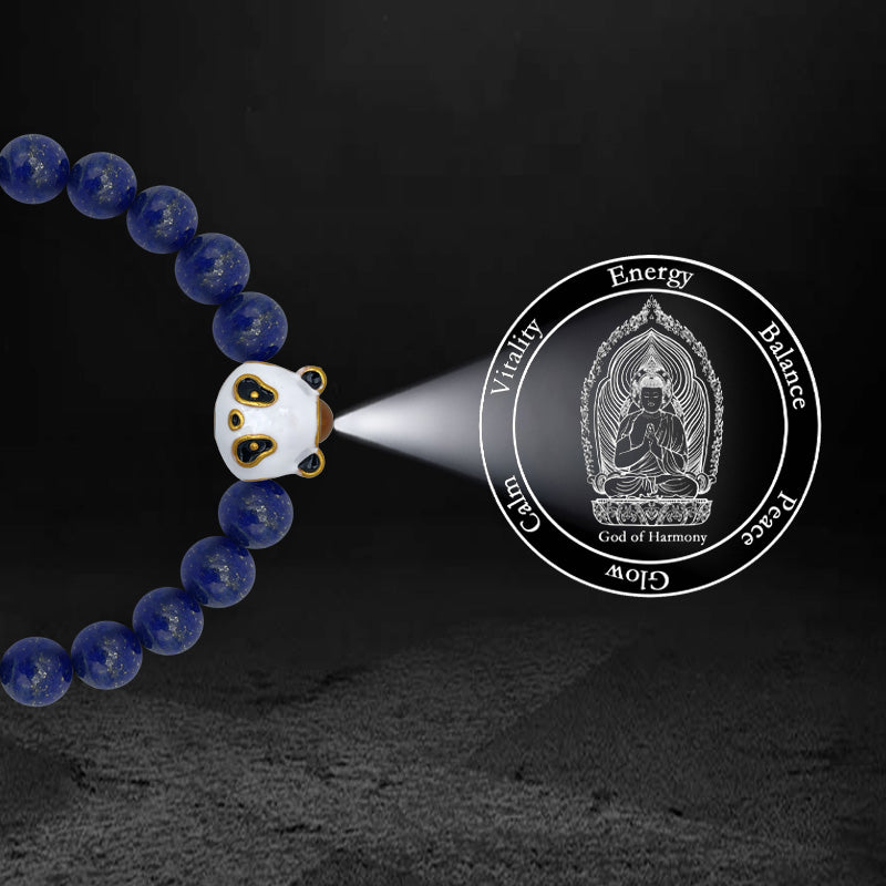 Lapis Lazuli Bracelet with Panda-Shaped Nano Micro-engraving Projection Stone