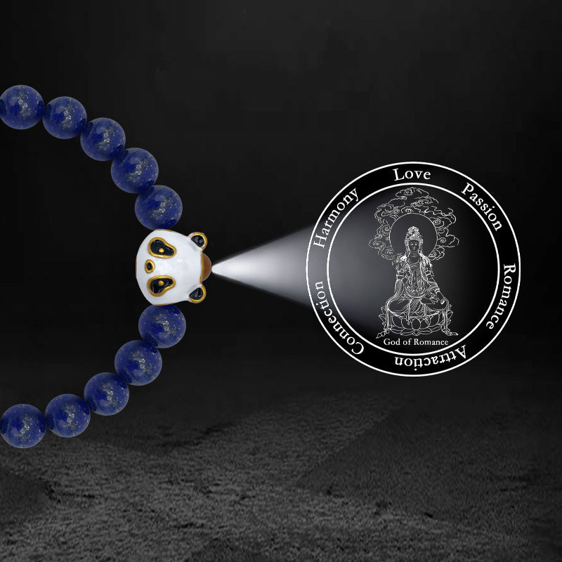Lapis Lazuli Bracelet with Panda-Shaped Nano Micro-engraving Projection Stone