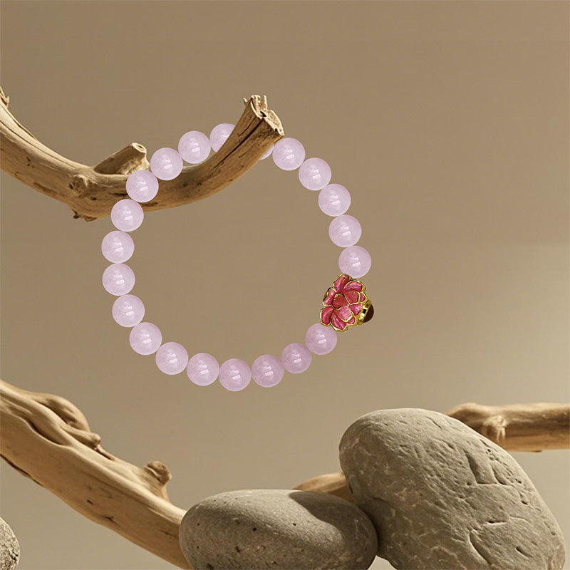Rose Quartz Bracelet with Pink Lotus Nano Micro-engraving Projection Stone