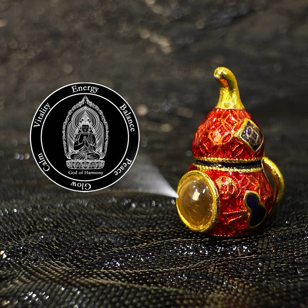 Zencle Red Gourd Guardian Projection Stone Bead - Vibrant Fortune Charm