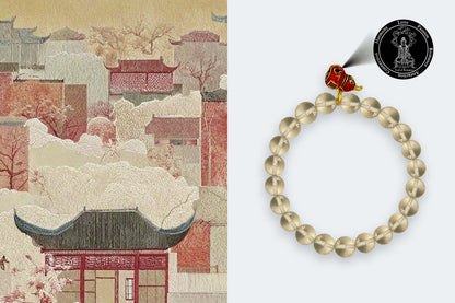 Yellow Crystal Bracelet with Gourd-Shaped Nano Micro-engraving Projection Stone
