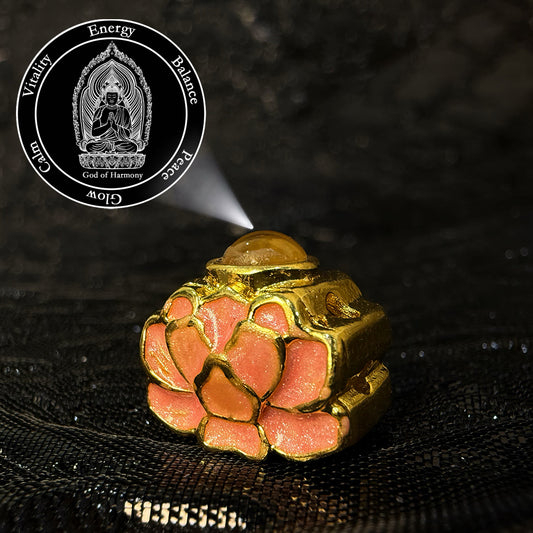 Zencle Pink Lotus Guardian Projection Stone Bead - Spiritual Protection Charm