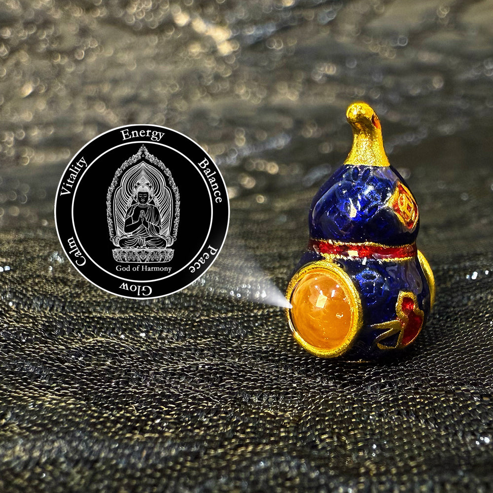 Zencle Blue Gourd Guardian Projection Stone Bead - Vibrant Fortune Charm
