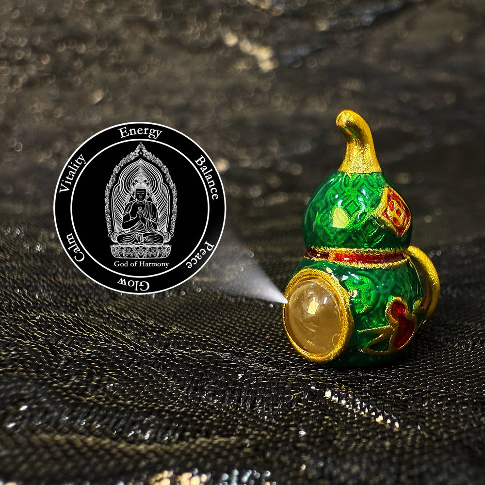 Zencle Green Gourd Guardian Projection Stone Bead - Vibrant Fortune Charm