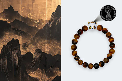 Tiger Eye Bracelet with Panda Nano Micro-engraving Projection Stone