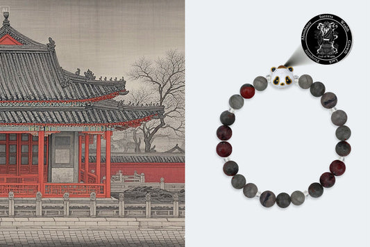 Bloodstone Bracelet with Panda-Shaped Nano Micro-engraving Projection Stone