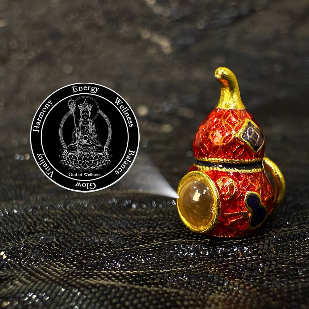 Zencle Red Gourd Guardian Projection Stone Bead - Vibrant Fortune Charm