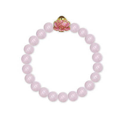 Rose Quartz Bracelet with Pink Lotus Nano Micro-engraving Projection Stone