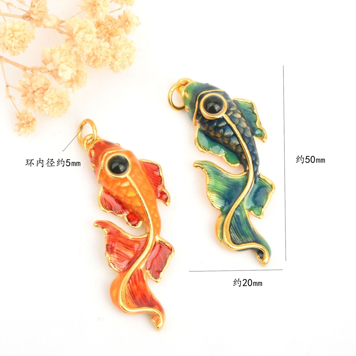 Koi Nano Micro-engraving Sand Gold Projection Stone Peace Amulet Zodiac Guardian Pendant Accessory