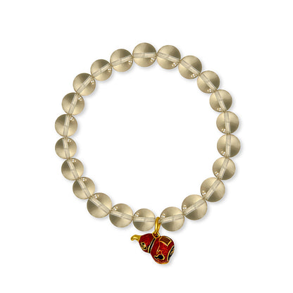 Yellow Crystal Bracelet with Gourd-Shaped Nano Micro-engraving Projection Stone