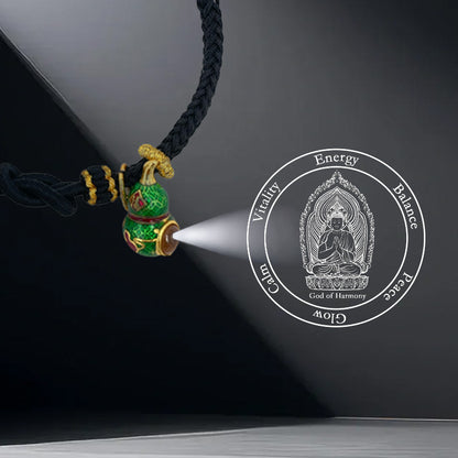 Black Handwoven Satin Bracelet with Gourd-Shaped Nano Micro-engraving Projection Stone