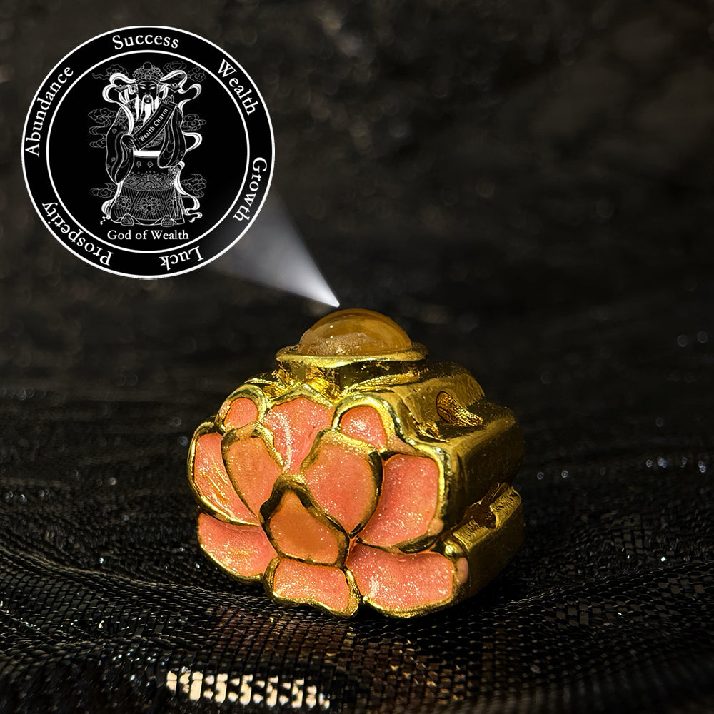 Zencle Pink Lotus Guardian Projection Stone Bead - Spiritual Protection Charm
