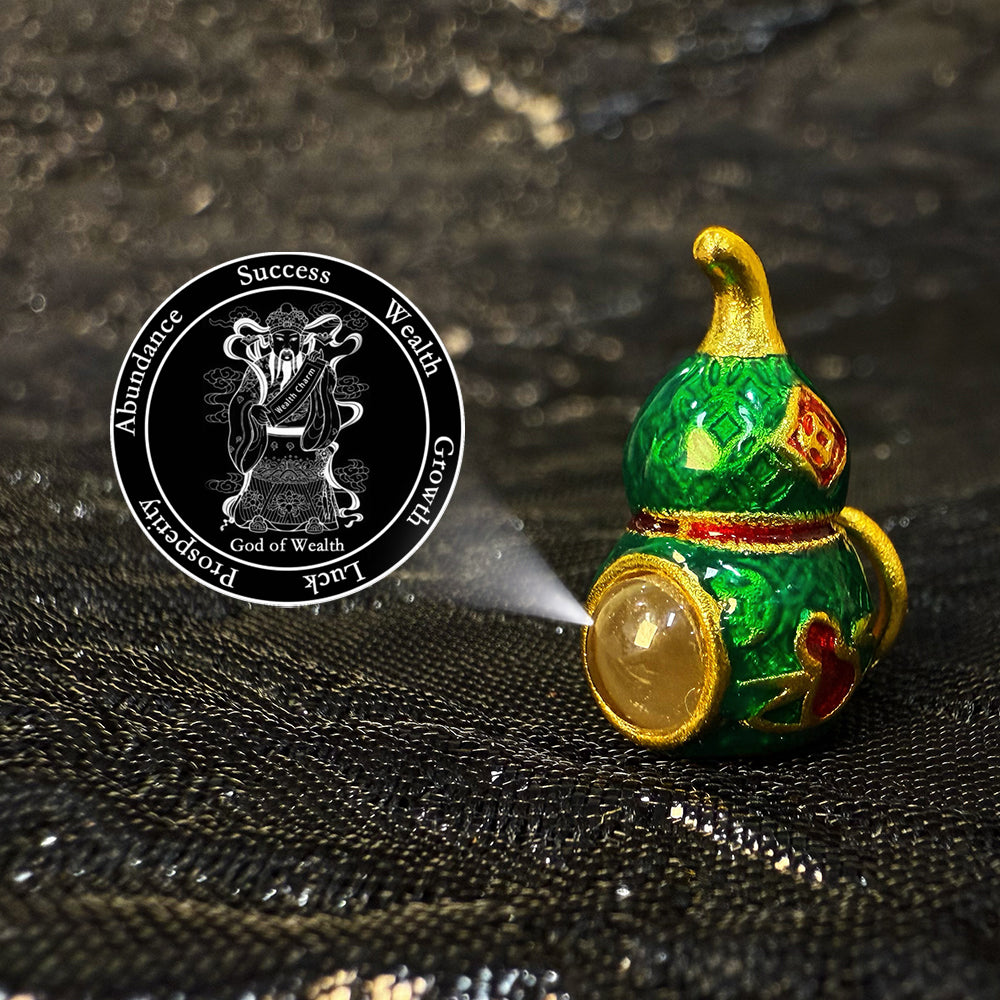 Zencle Green Gourd Guardian Projection Stone Bead - Vibrant Fortune Charm
