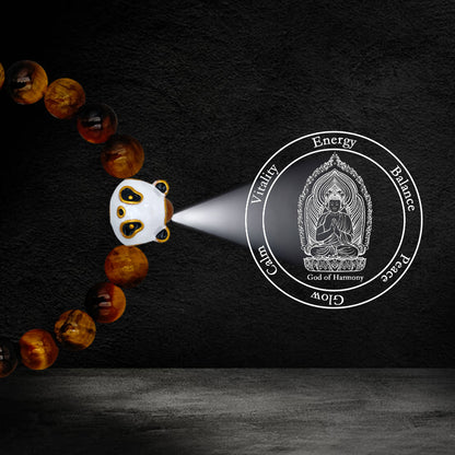 Tiger Eye Bracelet with Panda Nano Micro-engraving Projection Stone