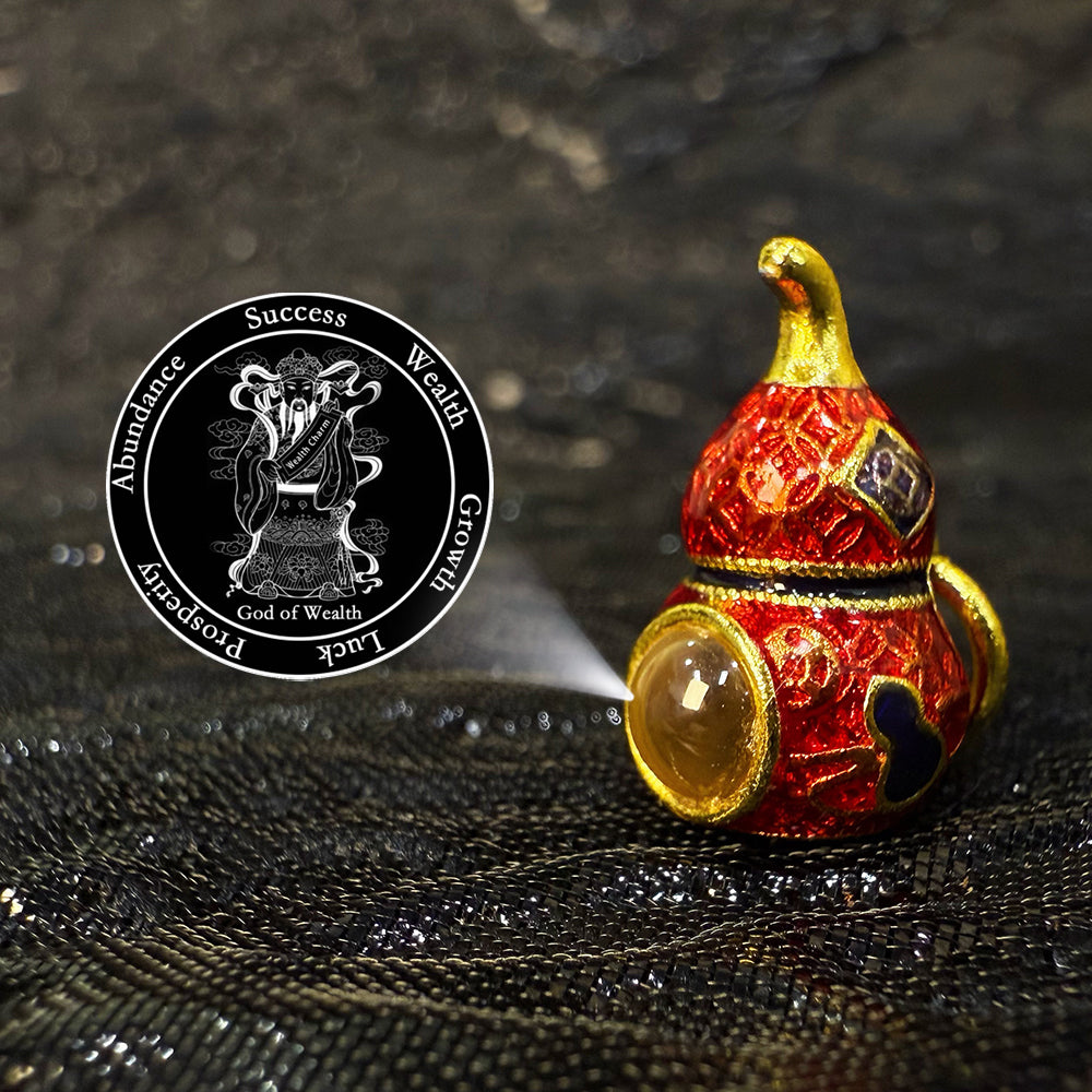 Zencle Red Gourd Guardian Projection Stone Bead - Vibrant Fortune Charm