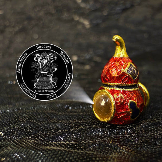 Zencle Red Gourd Guardian Projection Stone Bead - Vibrant Fortune Charm