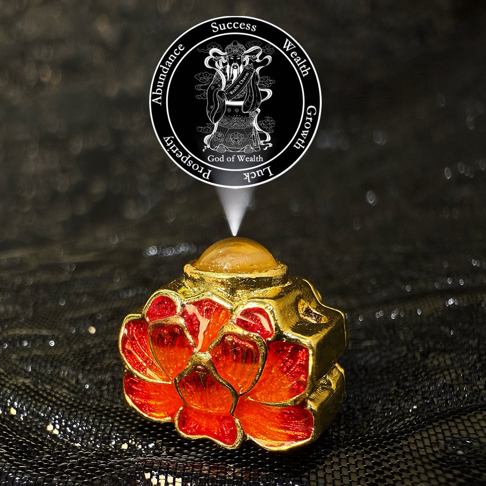 Zencle Red Lotus Guardian Projection Stone Bead - Spiritual Protection Charm